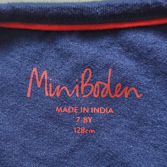 Mini Boden Navy & Rainbow Jersey Dress w/ Unicorn Applique Sz 7-8 | 128 cm - Picture 7 of 8